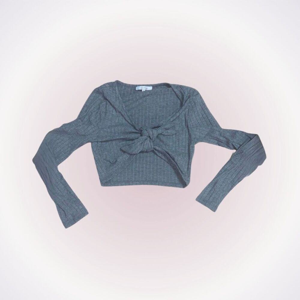 GB fashion London gray tie front cardigan sweater | Sz M